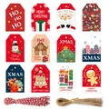 Set of 12 festive Christmas gift tags with colorful holiday patterns and matching strings - S586 Style / 96 Pieces/Pack (Including 100 Ropes)