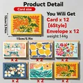 Juego de 12 tarjetas de agradecimiento grafiti florales de colores con sobres - Estilo Agradecimiento Graffiti Colorido (S949) / 12 Unidades/Pack (15x10cm)