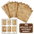 Pack of 48 sheets of vintage antique A4 paper for DIY scrapbooking and journal decoration - Retro Texture Style C (S968) / 48 Pieces/Pack
