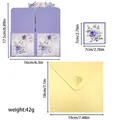 Creative 3D pop-up floral birthday card set with yellow heart envelope and size details - 3D Greeting Card (S845) / Envelope Included