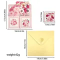 Elegant 3D pink floral pop-up greeting card set with small card and yellow envelope. - 3D Greeting Card (S846) / Envelope Included