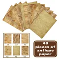 Professional set of 48 vintage antique paper sheets featuring 6 unique distressed textures - Retro Texture Style D (S968) / 48 Pieces/Pack