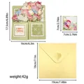 3D pop-up birthday card with flower bouquet design, envelope included, 42g weight. - 3D Greeting Card (S848) / Envelope Included