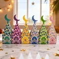 Set of six colorful moon and mosque-themed Eid Ramadan candy gift boxes for party decor - 12 Pieces/Pack (S920#) / 6x6x6cm