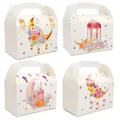 Four styles of white Eid Ramadan gable gift boxes with moon lantern and floral prints - S904 Style (S904) / Set of 4