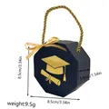 Graduation gift box with gold foil cap design, size 8.5x8.5x3.9cm, weight 9.5g - Graduation Octagonal Handle Box (S939)