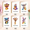 Set di 12 biglietti d'auguri per compleanno con animali acquerello ed buste regalo - Stile Animali ad Acquerello (S815)