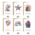 Set di 12 biglietti d'auguri acquerello con buste, sei diversi design creativi - Stile Arcobaleno da Sogno (S806)