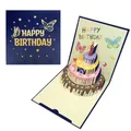 Creatieve 3D pop-up verjaardagskaart met kleurrijk taartontwerp en blauwe omslag - S960 Standaard Editie / Blauw
