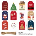 48 pieces Christmas gift tag set with natural twine for festive holiday decoration - S588 Style / 48 Tags (Including 50 Natural Hemp Ropes)