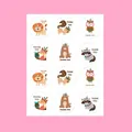 Pegatinas redondas de agradecimiento con lindas ilustraciones de animales del bosque - Estilo Animal del Bosque (T7712-4) / 12 Piezas/Hoja
