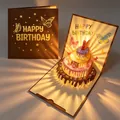 Elegante 3D pop-up verjaardagskaart met een lichtgevende taart en muziekfunctie - S960 Muziek en Licht Editie / koffiekleur