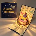 3D pop-up verjaardagskaart met een lichtgevende taart en feestelijke muziek als cadeau - S960 Muziek en Licht Editie / Blauw