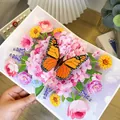 3D pop-up greeting card featuring a vibrant monarch butterfly and colorful flowers - Butterfly & Flowers 3D Card (S850) / Envelope Included