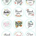 Colección de varios adhesivos florales de agradecimiento con diseños de etiquetas decorativas - Mixed Wreath Style (7710) / 12 Piezas/Hoja