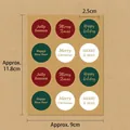 Hoja de pegatinas redondas de Navidad con pegatinas de 2,5 cm para sellar paquetes - Estilo Navidad Año Nuevo (7713) / 12 Piezas/Hoja