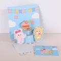 Adorable 3D pop-up birthday card featuring cute cartoon bears, cake and banners - 3D Birthday - Blue (S609) / Envelope Included