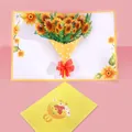 Exquisite handcrafted 3D pop-up sunflower greeting card with matching yellow envelope - 3D - Sunflower (S608) / Envelope Included
