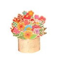 Colorful 3D pop-up flower bouquet greeting card with Best Wishes text on base - 3D - Yellow (S613) / Envelope Included