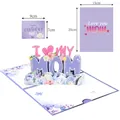 Creative 3D pop-up Mother's Day greeting card with purple envelope and floral paper art - Purple Mother's Day 3D Card (S641) / Envelope Included