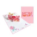 3D pop-up greeting card featuring Best Mom Ever text with floral and butterfly design - Pink Mother's Day 3D Card (S642) / Envelope Included