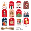 48pcs Christmas gift tags set with hemp rope for festive holiday tree decoration. - s586 (Original) Style / 48 Tags + 50 Jute Ropes