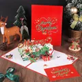 Intricate 3D pop-up Christmas greeting card with festive red cover and Santa design - Christmas 3D - Red (S650) / Envelope Included