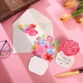 Creative 3D pop-up floral greeting card with white envelope and pink rose message card - Greeting Card (S538) / Envelope Included