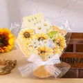 Kit biglietto d'auguri bouquet di fiori di carta fai-da-te per festa degli insegnanti - Girasole (s626) / Include Sacchetto Regalo e Luci LED / Giallo
