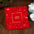 Biglietto di auguri rosso per Capodanno con stampa in lamina d'oro e Happy New Year - Felice Anno Nuovo (s516#HAPPY NEW YEAR)