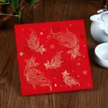 Elegante biglietto d'auguri rosso per il Capodanno Cinese con carpe koi dorate - Pesce Koi (s516#金鱼)