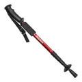 Red adjustable aluminum trekking pole with anti-shock spring and straight handle - 50-110cm / Red
