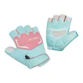 Guanti sportivi a mezze dita per bambini blu e rosa con palmo antiscivolo imbottito - Taglia XS (Palmo 14-17cm) / Ciano