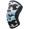 Rodillera de compresión de neopreno de 7mm con camuflaje azul para levantamiento - Talla M Adecuado para Circunferencia de Pierna 35-37cm Individual / Camuflaje Azul Negro Blanco