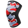 Rodillera de neopreno de 7mm camuflaje profesional para levantamiento de pesas y sentadillas - Camuflaje Rojo Negro Blanco