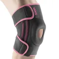 AOLIKES adjustable sport knee brace for running and cycling with spring support and pink trim - S/M (1 Piece) / Dusty Pink