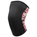 Rodillera de compresión de neopreno de 7mm con lateral de camuflaje rosa para halterofilia - Camuflaje Carmesí-A