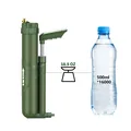 Portable outdoor hand pump water filter for camping and emergency survival gear - Army Green