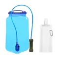 Outdoor gravity water bag filter system with filter straw and portable foldable pouch - Army Green