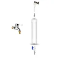 Detailansicht der tragbaren Outdoor-Wasserfilterkomponenten mit Wasserhahn und Anschlüssen - Wasserhahn-Filtermodell