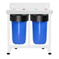Système de filtration d'eau RV à deux étapes de 10 pouces avec support blanc - Style Support en Fer à Deux Étages / Bleu