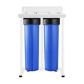 Système de filtre à eau RV 20 pouces à deux étages avec cartouches bleues sur support - Support en Fer à Deux Étages de 20 Pouces