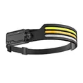 Lightweight black silicone rechargeable LED headlamp with triple color light strips - Three-Color Light Source Induction Style (H302)