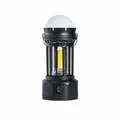 Portable retro LED camping lantern with handle and white dome top in matte black finish - 101.6*211mm / L900B Ambient Black Battery