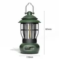 Retro green hurricane lamp style camping lantern with 185mm height and 110mm width - Upgraded L792 (Dark Green) / Dark Green
