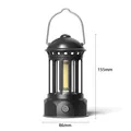 Portable black retro COB camping lantern, 155mm height dimensions shown - L800S (86x155mm) / Black