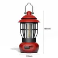 Portable red retro LED camping lantern with USB charging and 185mm height dimensions - Upgraded L792 (Red) / Red
