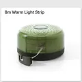 Draagbare 8m warme LED camping lichtslang met opbergrol en ophanghaak voor buiten tenten - Warm Licht / Groen