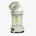 2-in-1 portable camping lantern with adjustable fan in khaki beige for outdoor use - Model JD-900BF (With Fan, Battery Operated) / 105x223mm / Off White