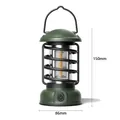 Dark green outdoor camping lantern showing dimensions of 150mm height and 86mm width - L18 Battery Powered / 86x150mm / Dark Green